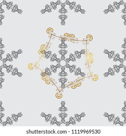 Ornamental classic vector gray, black and beige and golden pattern. Traditional orient ornament. Classic vintage background.