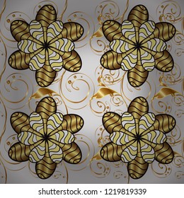 Ornamental classic vector neutral, gray and yellow and golden pattern. Traditional orient ornament. Classic vintage background.