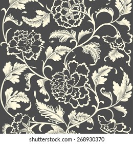 Ornamental colored antique floral pattern. Vector illustration