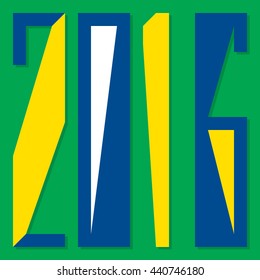 Ornamental Colored Figures 2016 Composition Devoted to Summer Sport Life -  Green Yellow Blue and White Elements with Shadows - Flat Design