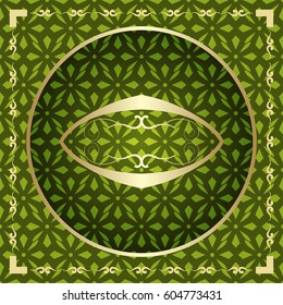 Ornamental colored luxury background with golden frame. Template for design