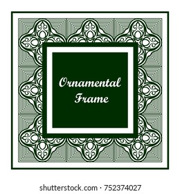 Ornamental colored vintage frame with place for text. Template for design. Vector illustration