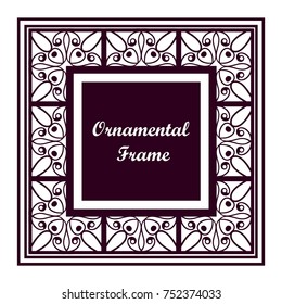Ornamental colored vintage frame with place for text. Template for design. Vector illustration