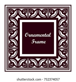 Ornamental colored vintage frame with place for text. Template for design. Vector illustration