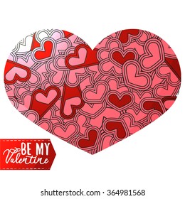 Ornamental Colorful Heart on white background. Vintage ornate design element for Valentine's Day or Wedding. Stock Vector 