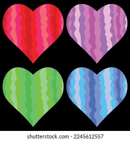 Ornamental colorful hearts for saint valentinas day in vector.  For printing badges, labels and greetings card