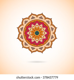 Ornamental colorful mandala. Stylish geometric pattern in oriental style. Vector illustration.