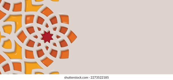 Ornamental colorful patterned plastic relief in arabic architectural style of islamic mosque,greeting card for Ramadan Kareem