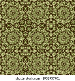 Ornamental colorful seamless pattern.Floral background design with mandala.