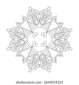 Ornamental coloring book mandala page. Easy Mandala Coloring Book Pages for Adults to Relax, Experiences Give Relief. Resizeable Vector File