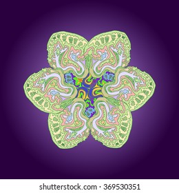 Ornamental coloured  lace pattern, background with many details