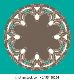 Ornamental composition in a circle. Brown palette. Vector illustration