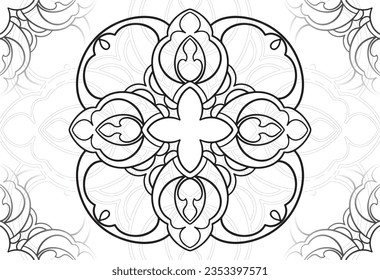 ornamental composition symmetrical mandala linear composition graphic sketch decoration