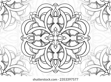 ornamental composition symmetrical mandala linear composition graphic sketch decoration