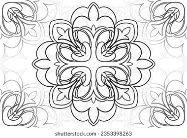 ornamental composition symmetrical mandala linear composition graphic sketch decoration