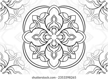ornamental composition symmetrical mandala linear composition graphic sketch decoration