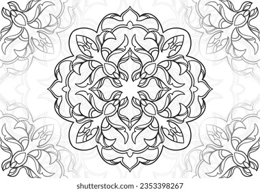 ornamental composition symmetrical mandala linear composition graphic sketch decoration