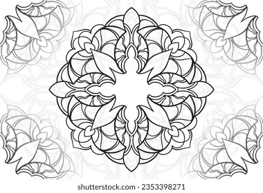 ornamental composition symmetrical mandala linear composition graphic sketch decoration