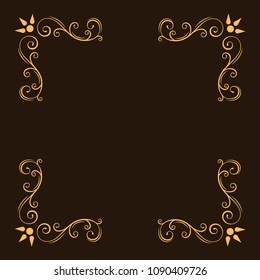 Ornamental corner, decorative frame. Flourish filigree page decorations. Swirls. Wedding invitations, Greeting card, Menu design. Vector illustration.