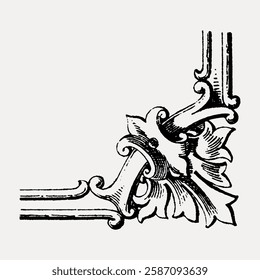 Ornamental corner designs, isolated vector element. 
