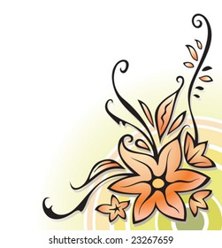Ornamental corner, floral decoration, on white, element for design, vector illustration