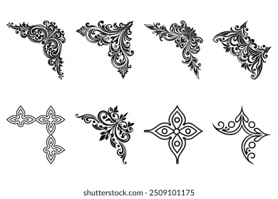 Ornamental Corner Set: Elegant Vector Designs for Websites, Logos, and Invitations