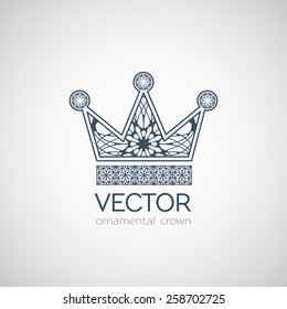 Ornamental crown logo template. Vector decorative symbol