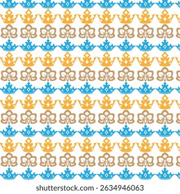 Patrón de corona ornamental en varios colores repetidos sobre un fondo blanco elegante diseño