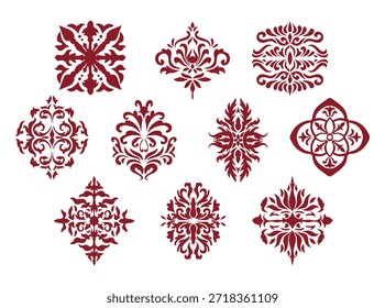 Conjunto de patrón de damasco ornamental para decoración