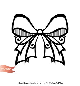 Ornamental Decorative Bow with Brooch (Vector), Patterned design
