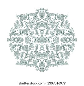Ornamental decorative composition on white background