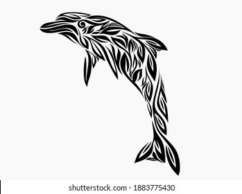 Ornamental decorative dolphin. Creative art icon stylized. Vector illustration