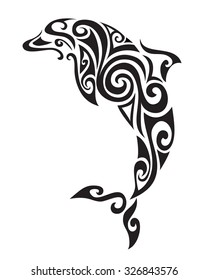 Ornamental decorative dolphin.  Creative art icon stylized. Vector illustration