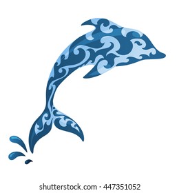 Ornamental decorative dolphin. Creative art icon stylized. Isolated color vector illustration