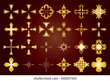 Ornamental decorative floral abstract vintage celtic knot inspired cross elements for design and page decoration.