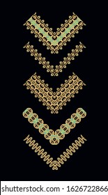 Ornamental decorative golden- green border ornaments,  frames on  dark background