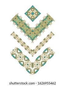 Ornamental decorative golden- green border ornaments,  frames on  white background