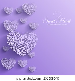 ornamental decorative heart background concept. Vector template for web and mobile design