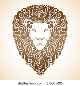 Ornamental decorative lion with a beautiful mane 