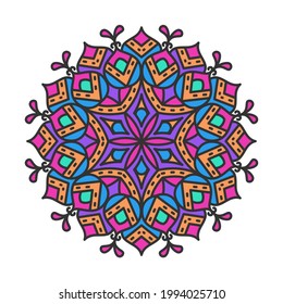 Diseño decorativo ornamental de manala colorido. Elemento decorativo redondo