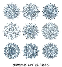 Ornamental decorative mandala pattern design, outline flower mandala. Round decorative element