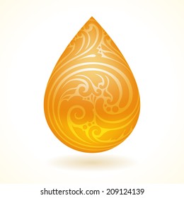 Ornamental decorative oil drop. Vector illustration 