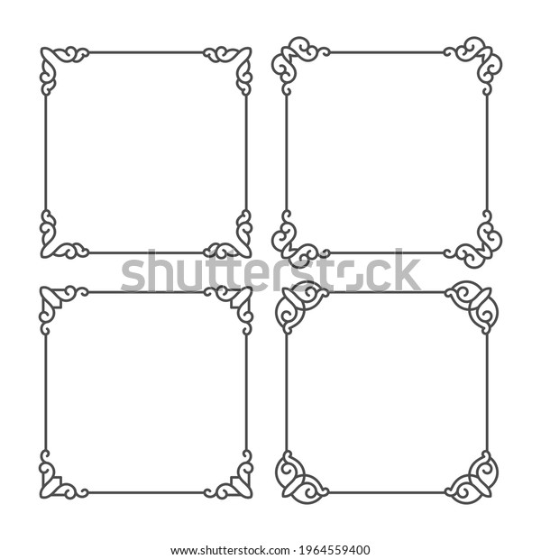 Ornamental decorative page frame. Vector Line\
style border template. -\
Vector.