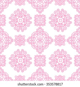 Ornamental decorative seamless lace pattern in mono line style