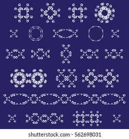 Ornamental decorative set. Vector ornate design elements. Vintage page decoration. Graphic frames and dividers. Templates Collection. For Invitations, Banners, Posters, Placards, Badges, Logotypes. 