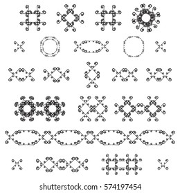 Ornamental decorative set. Vector ornate design elements. Vintage page decoration. Graphic frames and dividers. Templates Collection. For Invitations, Banners, Posters, Placards, Badges, Logotypes. 