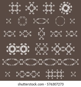Ornamental decorative set. Vector ornate design elements. Vintage page decoration. Graphic frames and dividers. Templates Collection.