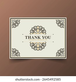 Ornamental Decorative Thank You Card with Mandala and Frame Design Element