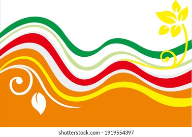 Ornamental design with colorful wavy lines with flowers on the right and bottom, perfect for backgrounds and complementary graphic design decorations