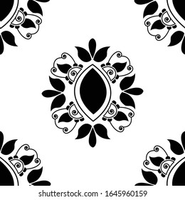 Ornamental Design concept of Rangoli with spirals and flower petals is in Seamless pattern